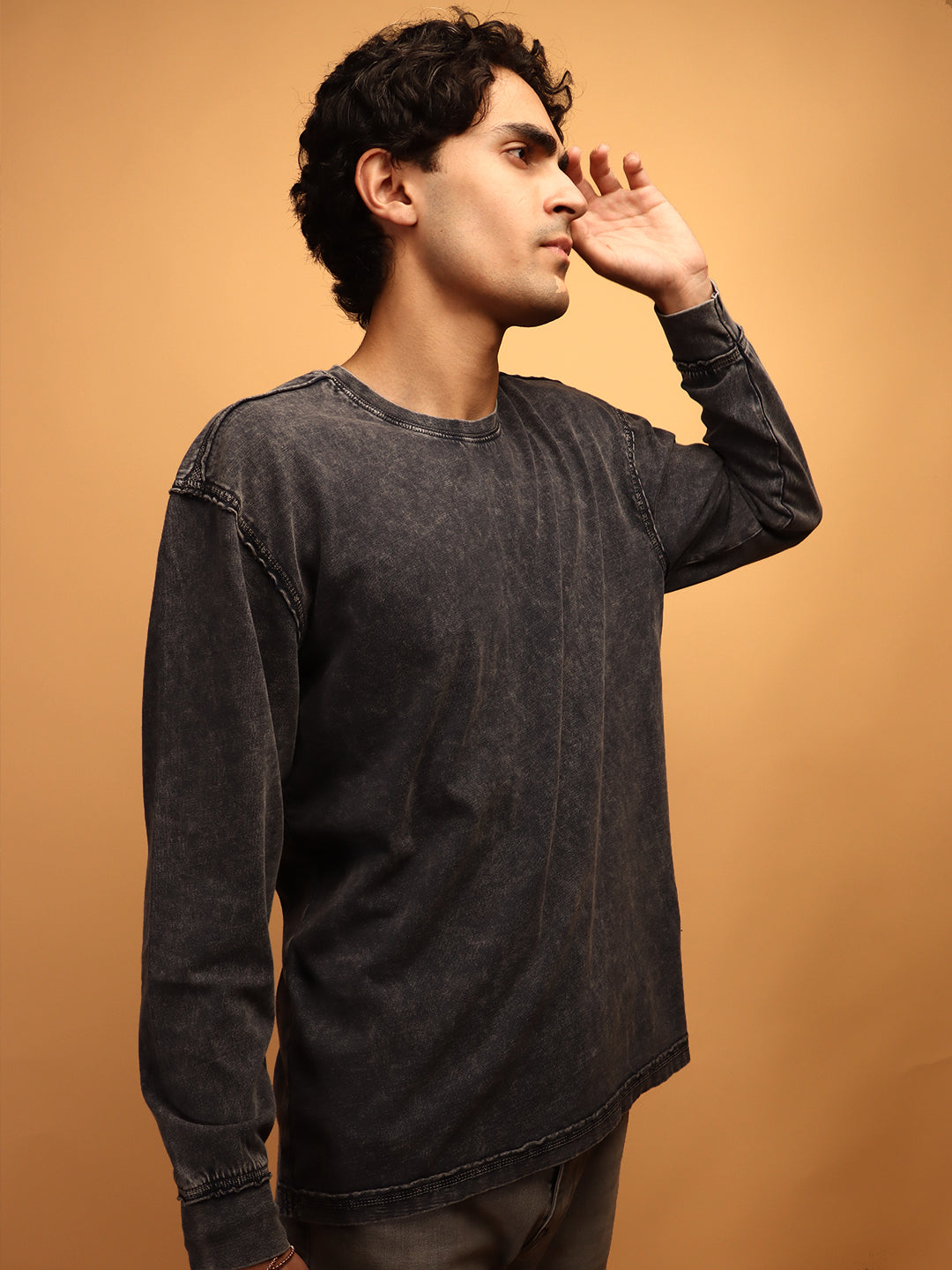 Smoky Black * ACID WASH SWEATSHIRT #9