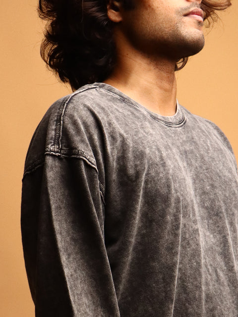 Faded Black * ACID WASH SWEATSHIRT #5