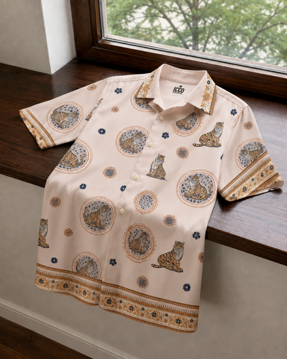 Silk Route Tiger Club * Cotton Printed Cuban Shirt #12
