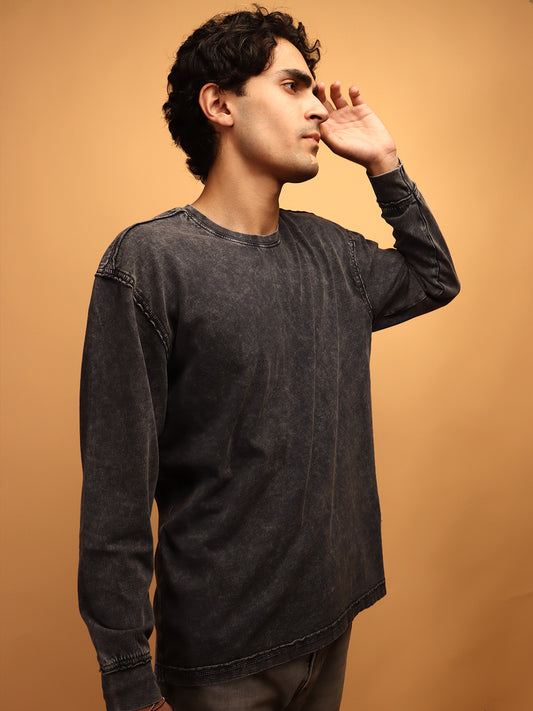 Smoky Black * ACID WASH SWEATSHIRT #9