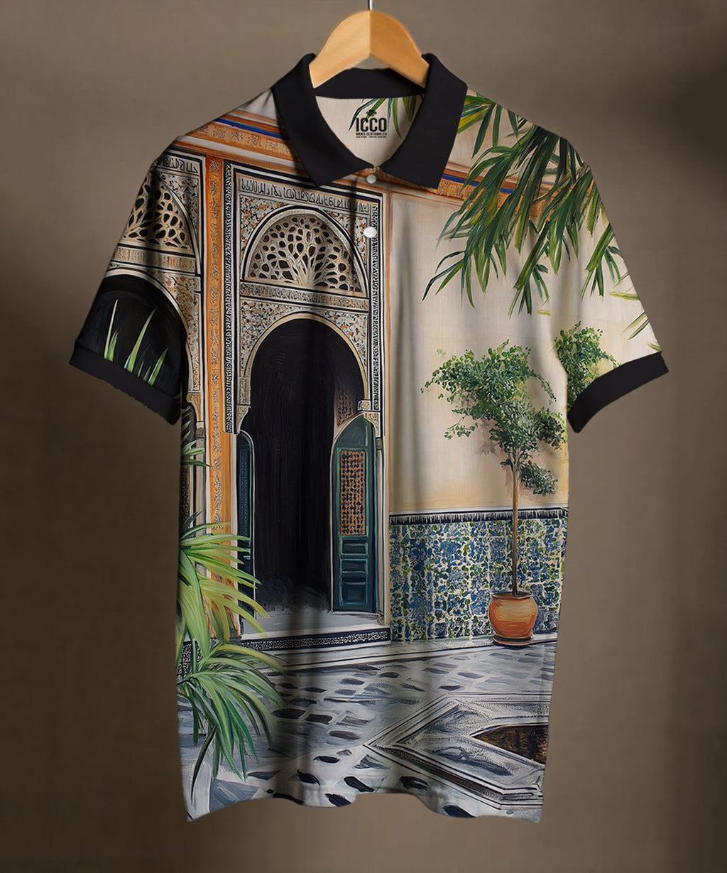 Nakkashi - Cotton Printed Polo Tee #3