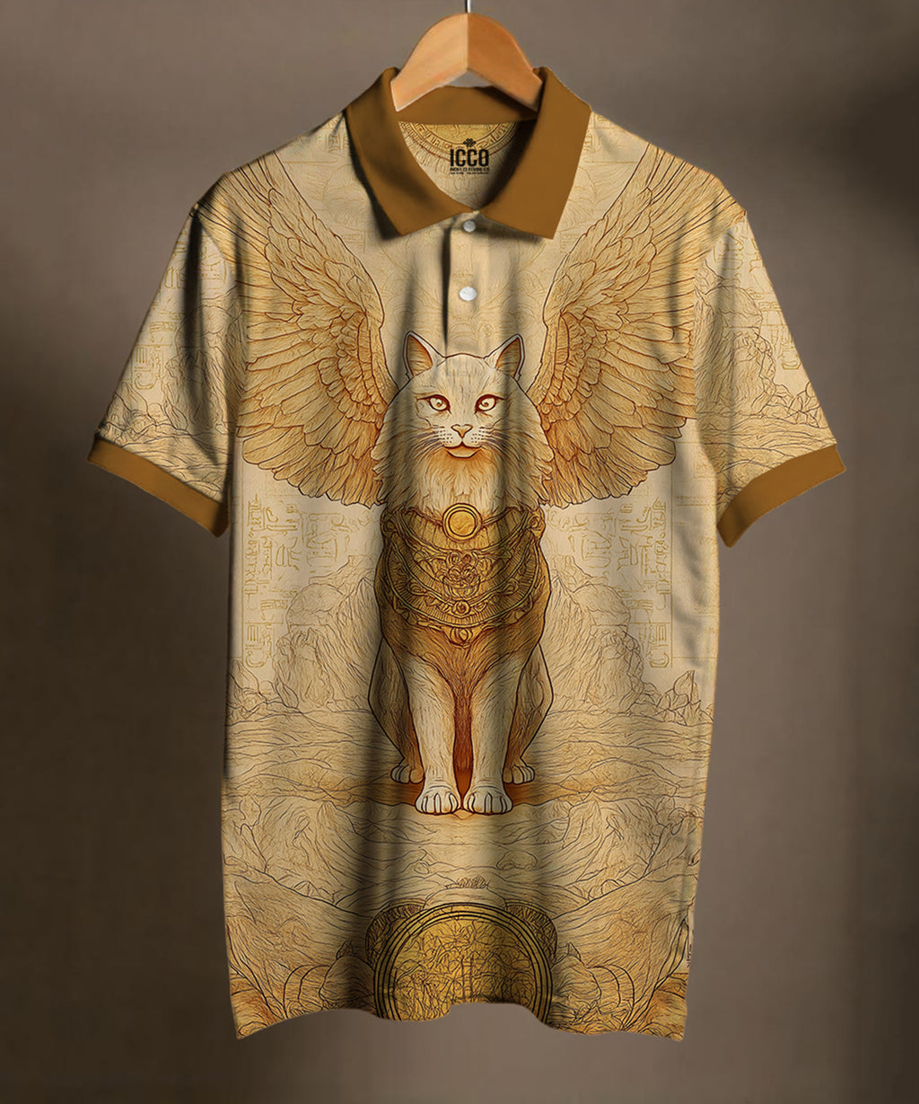 Flying Feline - Cotton Printed Polo Tee #4