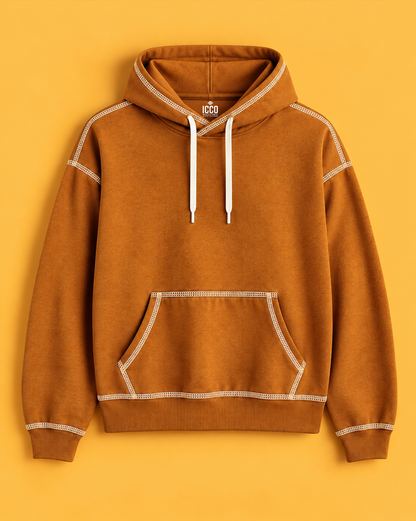 Cocoa Drift* Contrast Stitch Hoodie #1
