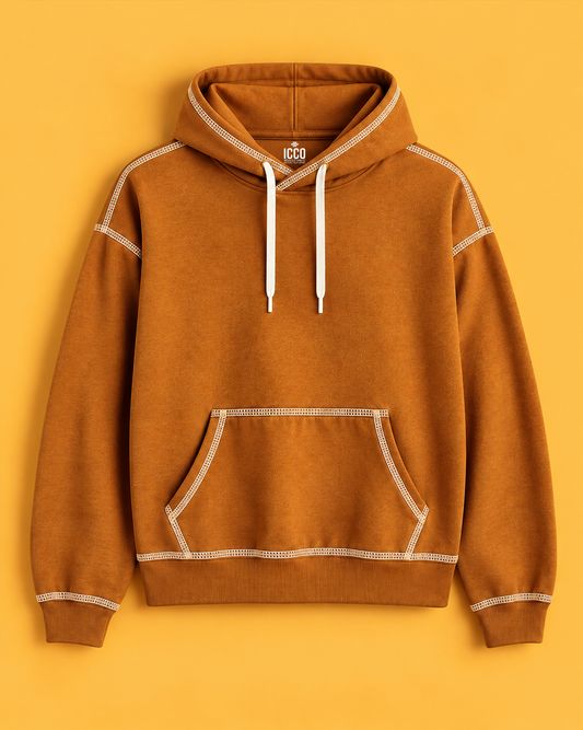 Cocoa Drift* Contrast Stitch Hoodie #1