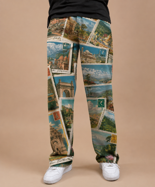 Retro India Printed Wide Leg Jogger #2