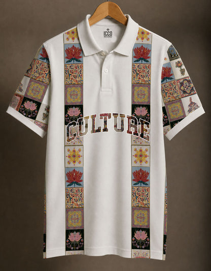 Culture Cotton Printed Polo Tee #13