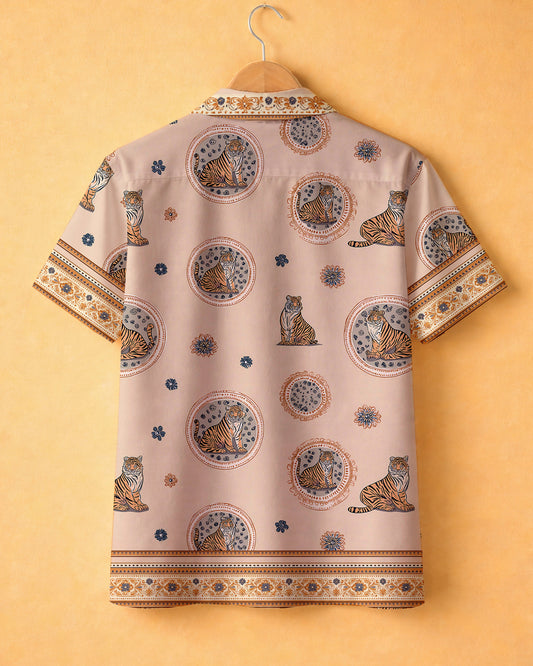 Silk Route Tiger Club * Cotton Printed Cuban Shirt #12