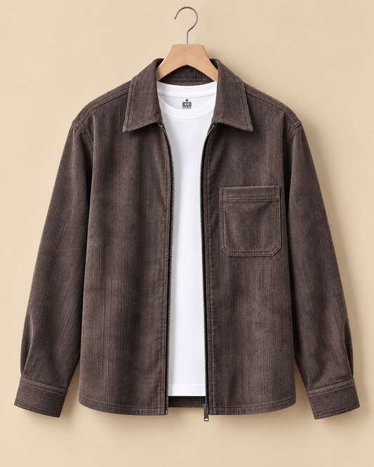 Smoked Walnut* Corduroy Zipper Shirt #4