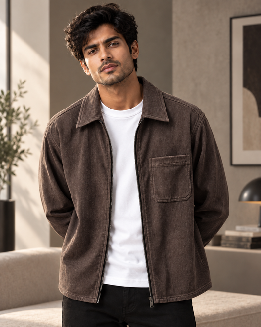 Smoked Walnut* Corduroy Zipper Shirt #4