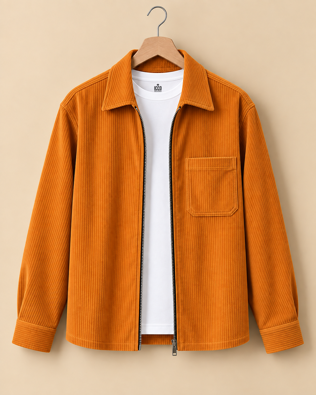 Burnt Amber* Corduroy Zipper Shirt #2