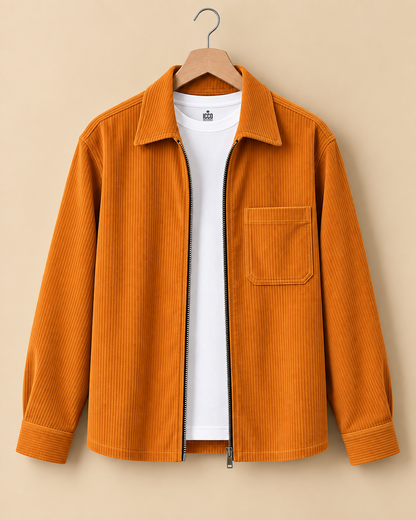 Burnt Amber* Corduroy Zipper Shirt #2