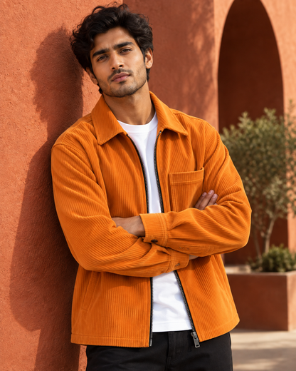 Burnt Amber* Corduroy Zipper Shirt #2