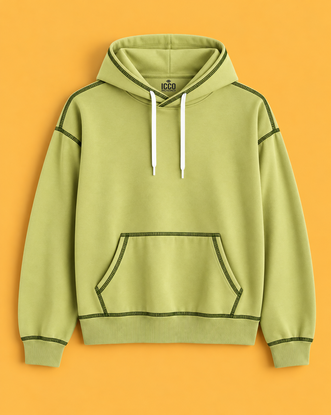 Olive Echo* Contrast Stitch Hoodie #2