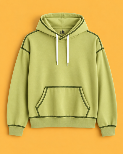 Olive Echo* Contrast Stitch Hoodie #2