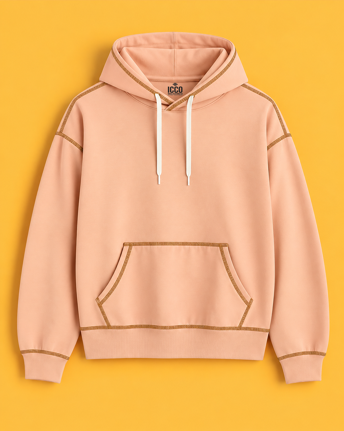 Peach Ember* Contrast Stitch Hoodie #3