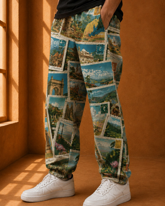 Retro India Printed Wide Leg Jogger #2